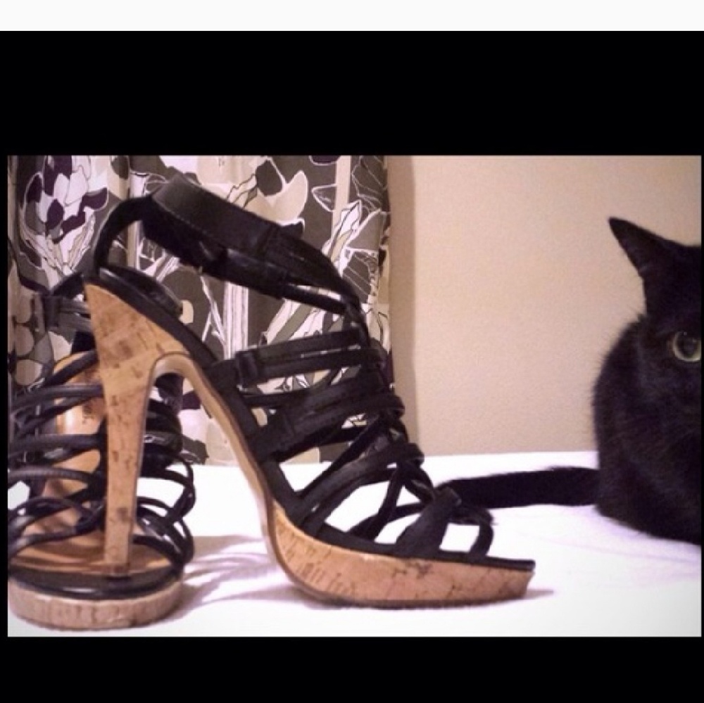 Cute black strappy heels